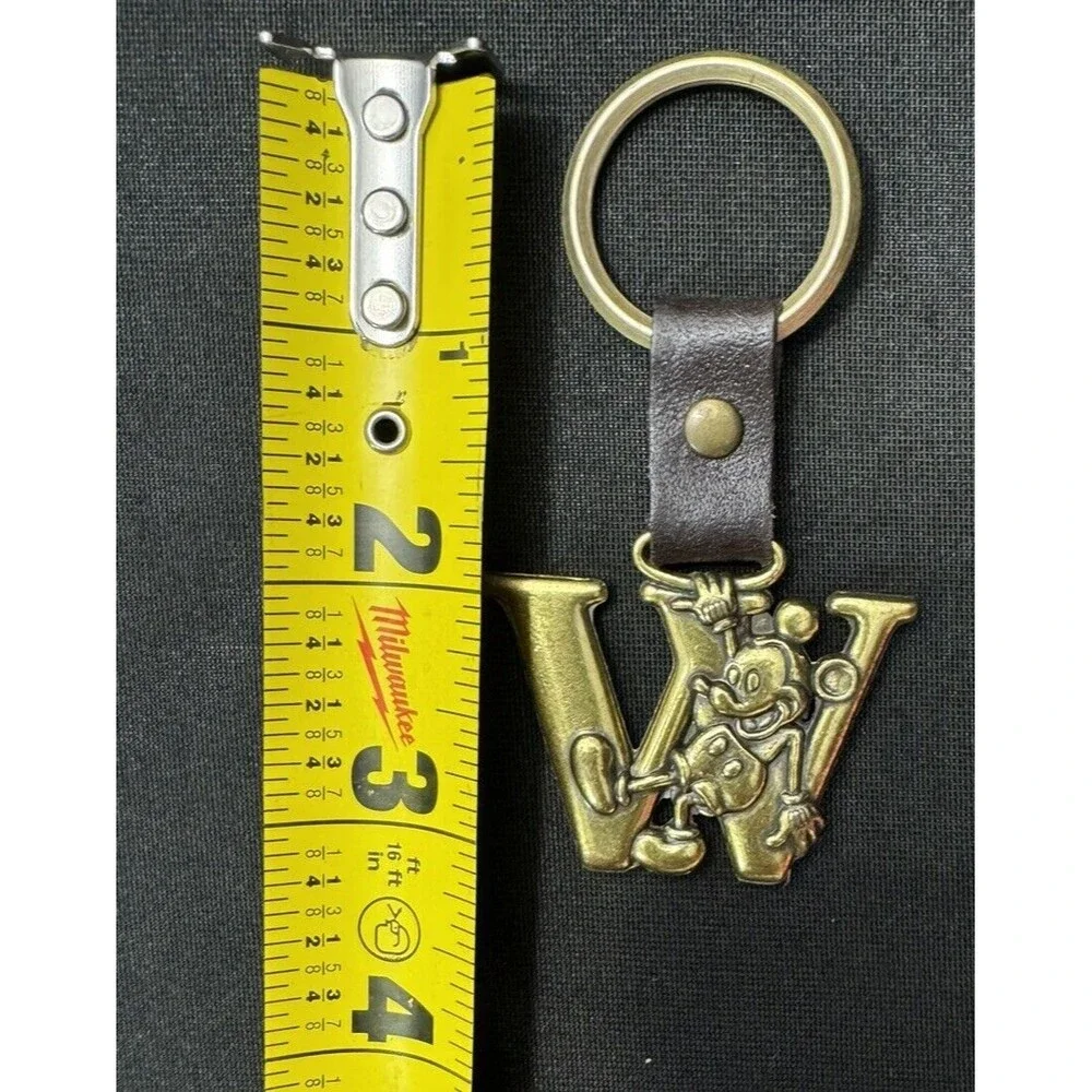 Pewter W Disney Key Chain Leather Travel Purse Trinket Mickey Mouse Nostalgia - Picture 3 of 5